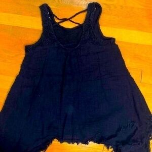 Blue Pepper Dark Blue Boho  long Tank top size small